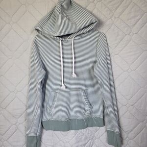 American Eagle Women’s M Striped Hoodie Sweatshirt Pullover Green Vintage Y2K
